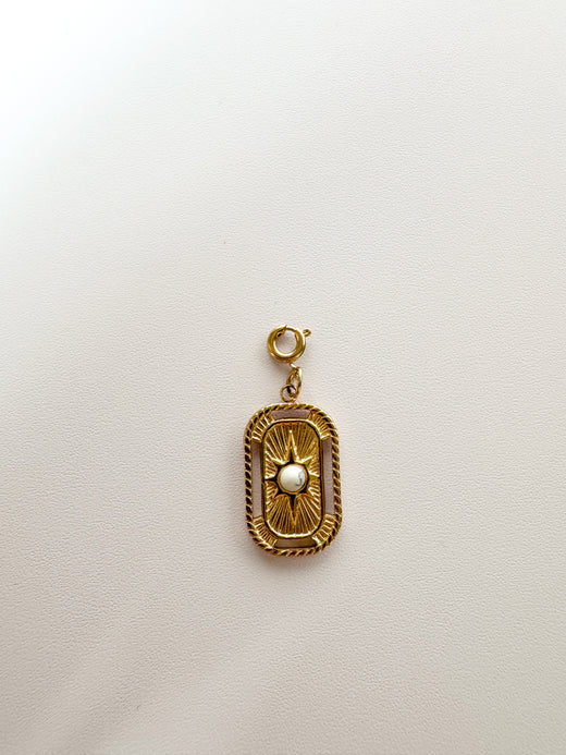 Rectangle Charm with White stone