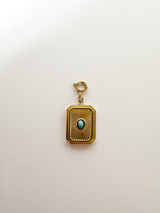 Rectangle Charm with Blue stone
