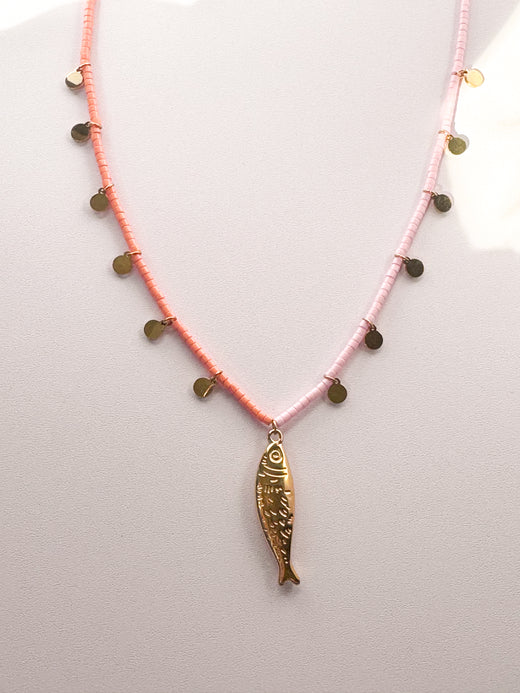 Pink & Orange Sardine Necklace